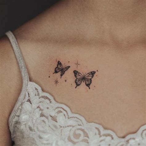 collar bone small butterfly tattoo on chest|Top 10 butterflies on collarbone tattoo ideas and inspiration